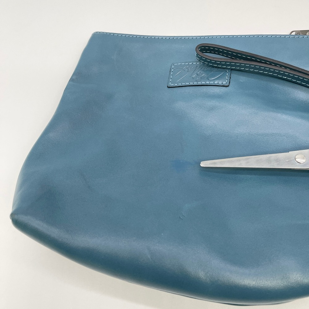 Patricia Nash Valerie Foldover Wristlet Clutch Blue Leather Minimalist Boho Chic - Picture 6 of 16